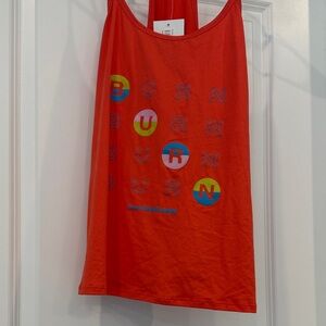 Bright Coral Red Burn Circle Graphic Tank Top